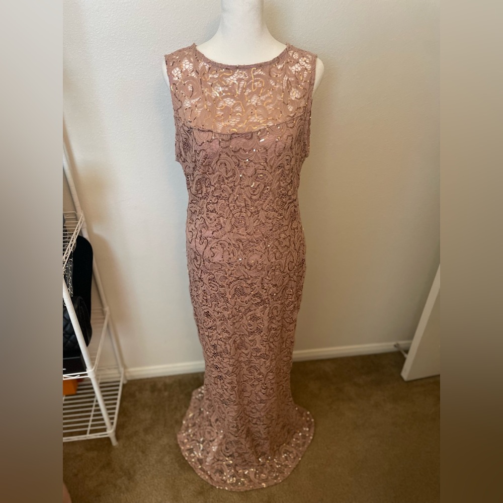 MARINA Lace Dress with Gold Sequins